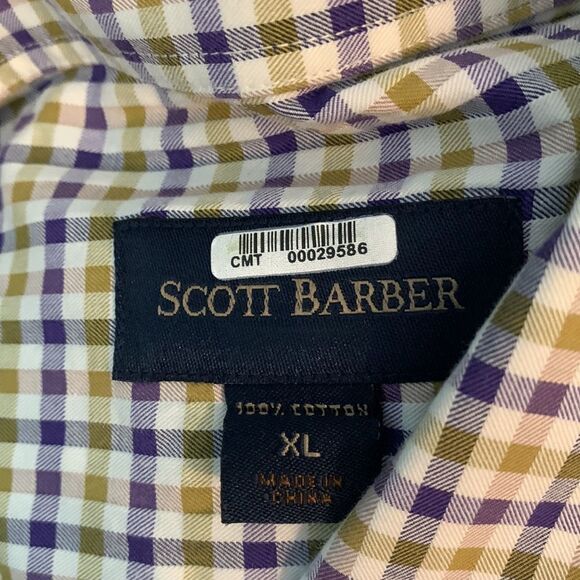 Scott Barber Checkered Button Down Shirt XL Green Purple - Picture 6 of 8
